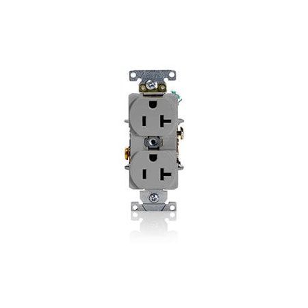Leviton Duplex Straight Blade Receptacle, 5-20R, 20 A, 125V AC, 2 Pole, 3 Wire, Flush Mount, Grounded 5362-GYS