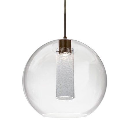 Besa Lighting Besa Eli Pendant, Clear, Bronze Finish, 1x 9W MAX E26 Base 1JT-ELICL-LED-BR