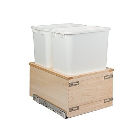Century Components Kitchen Pull Out Waste Bin Container, 34 Qt White Double, Maple - SIGBM145-34PF