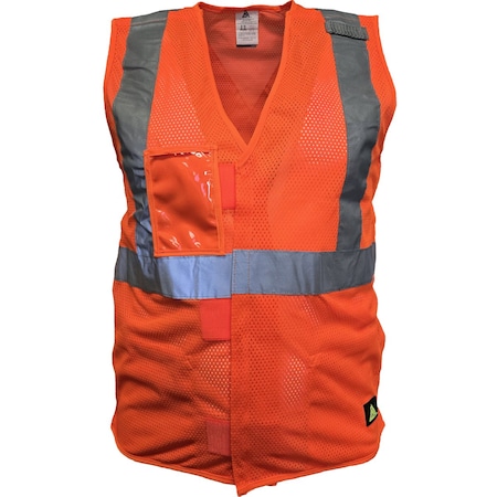Reflective Apparel ANSI Type R Class 2 Three Pocket Mesh Breakaway Vest 502SX-OR-5X