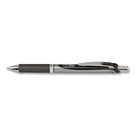 Pentel EnerGel RTX Gel Pen, Retractable, Bold 1 mm, Black Ink, Black/Gray Barrel, 12PK BL80-A