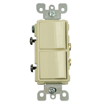 Leviton Decora Single-Pole/Single-Pole AC Combination Switch, 15 Amp, 120/277 Volt, Ivory 5634-I