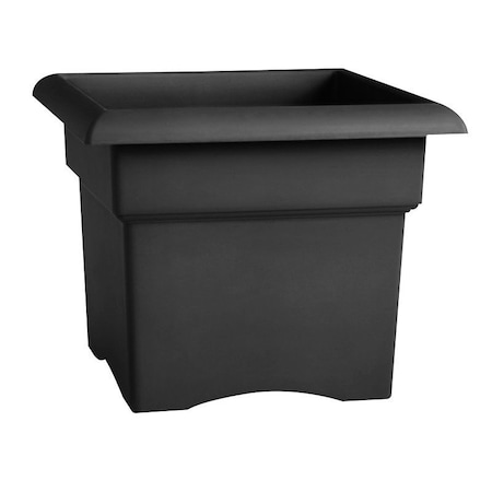 Bloem Deck Box Planter, 14-1/4 in H, 18 in W, 18 in D, Square, Veranda Design, Plastic, Black 57918