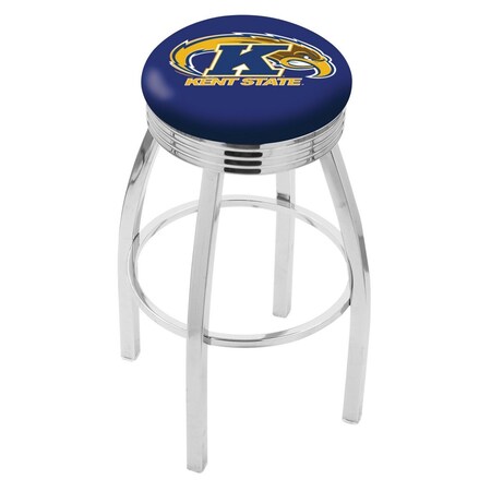 Holland Bar Stool Co 25" Chrome Kent State Swivel Bar Stool, Accent Ring L8C3C25KentSt