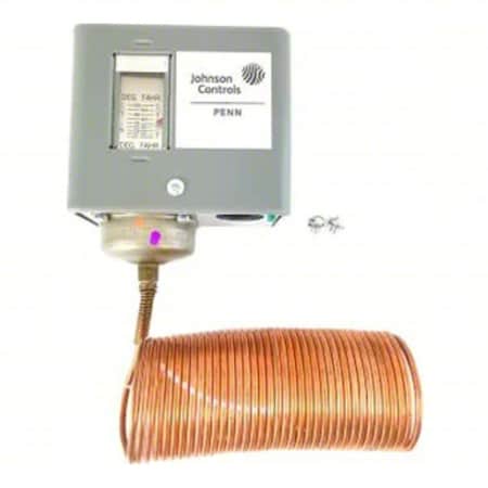 Johnson Controls Line Voltage Mechanical Thermostat, Heat or Cool, 15-55F, Screwdriver, 120-600V AC, Open/Close on Rise A70GA-1C