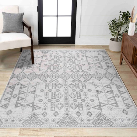 Jonathan Y Idris Tribal Diamond Geometric Gray/Beige 3 ft. x 5 ft. Area Rug MOH304A-3