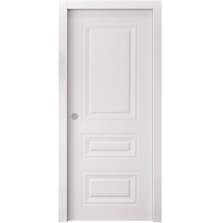 Sartodoors Sliding Pocket Door 30 x 80 inches, BASIC 9233 White, Kit Rail Hardware, Solid Wood Interior Bedr BASIC9233PD-SKIN-30