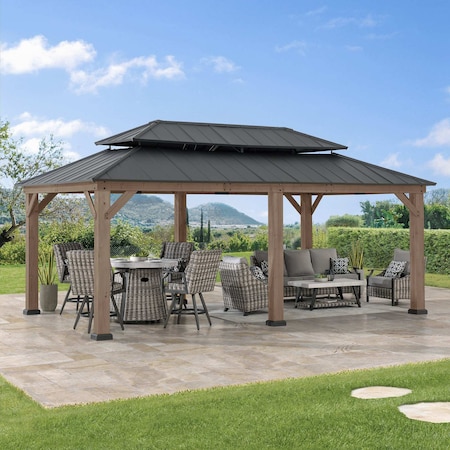 Sunjoy 12 ft. x 20 ft. Cedar Framed Gazebo with Steel Hardtop A1020326J0