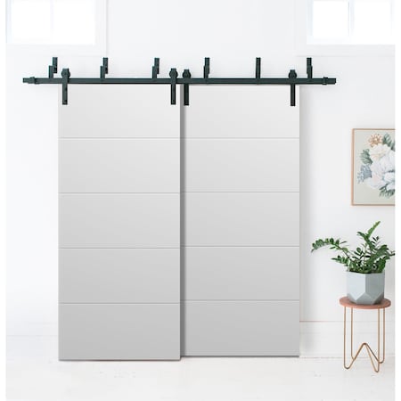 Sartodoors Barn Bypass Doors with 6.6ft Hardware, Planum 0770 Painted White Matte, Sturdy Heavy Duty Rails Kit PLANUM0770BBB-WS-8496