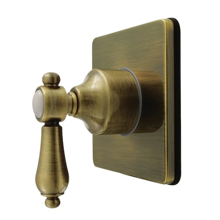 Kingston Brass Single-Handle Six-Way Diverter Valve with Square Trim Kit, Antique Brass KS4043BAL
