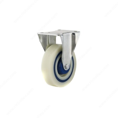 Richelieu Industrial Polyamide Rubber Caster, Fixed, with Plate, Blue, Beige F24806