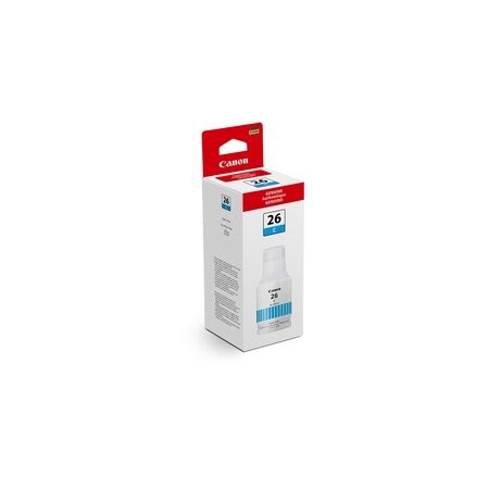 Canon GI-26 Pigment Color Ink Bottle, Inkjet, Cyan, 14000 Pages, 132 mL GI26C
