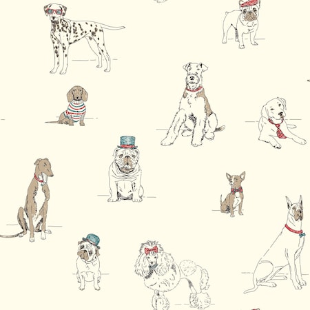 York Wallcoverings Dog's Life Red and Blue Wallpaper AF1939