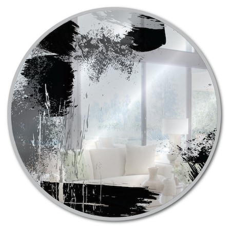 Se-Kure Luxe Frameless Black & Gray Swash Printed Convex Mirror 26in CPT01-26