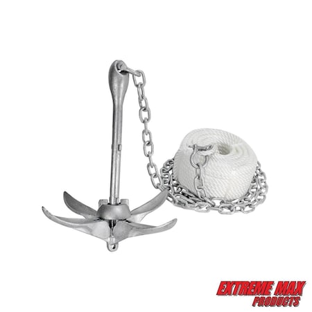 Extreme Max 3006.6705 BoatTector Grapnel Anchor Boats Jon Boats Flat Bottoms Inflatable Boats etc.-5.5 lbs. 3006.6705