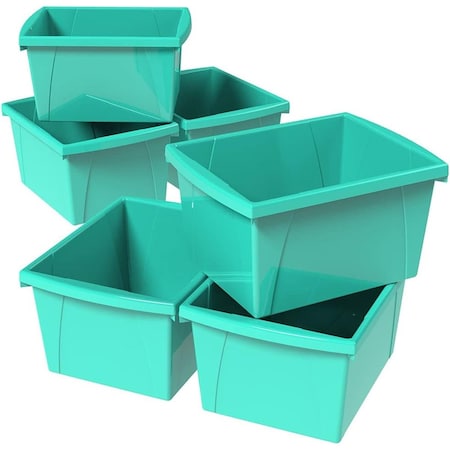 Storex Small Classroom Storage Bin, Teal - 3 Each STX61477U06C-3