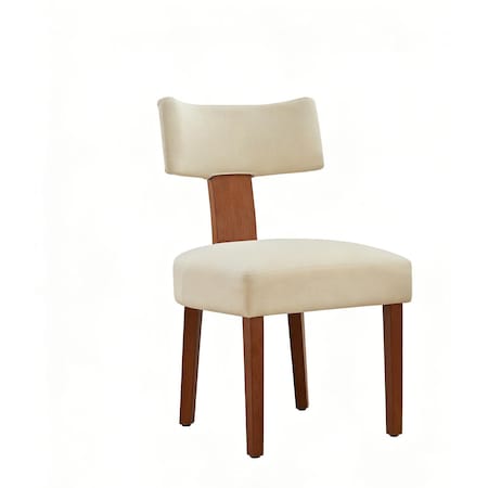 Homeroots Set of Two Beige and Brown Linen and Solid Wood Dining Side Chairs, 2PK 719664