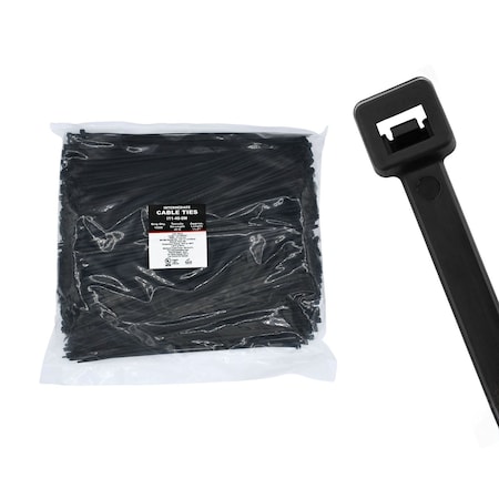 Cable Ties Unlimited Cable Tie, 11 in L, 40 lb Strength, 3.2 in Max Bundle Dia, Nylon 6/6, UV Resistant, Black, 1000PK I11-40-0M