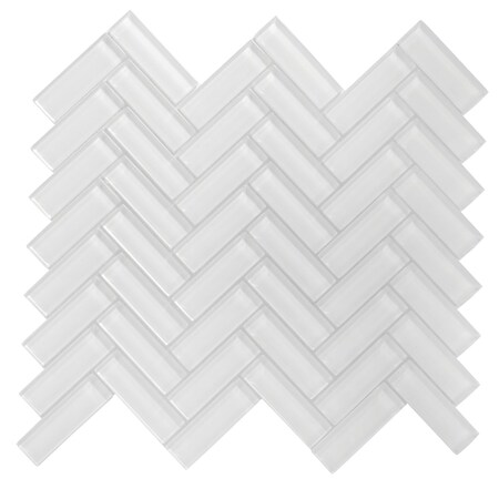 Apollo Tile White 11 in x 12.6 in Glass Glossy Floor and Wall Mosaic Tile 4.81 sqft/case, 5PK APLHB88066A