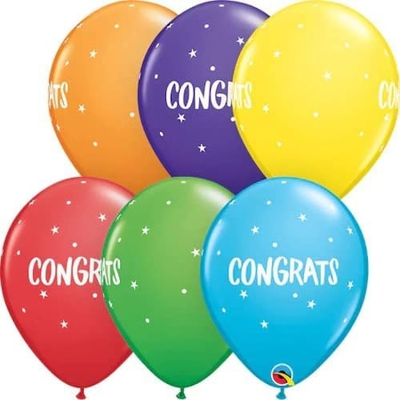 Loonballoon 11 Inch Congratulations Stars Latex Balloons 50pk Luftballoon-720495