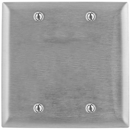 Hubbell Wiring Device-Kellems Blank Box Mount Wall Plates, Number of Gangs: 2 Stainless Steel, Brushed Finish, Chrome SS23