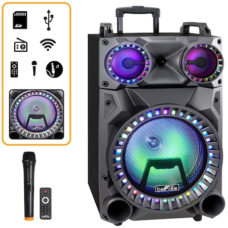 Befree Sound 12 Inch Bluetooth Portable Party Speaker with Party Lights, FM Radio and USB/TF Inputs BFS-555X