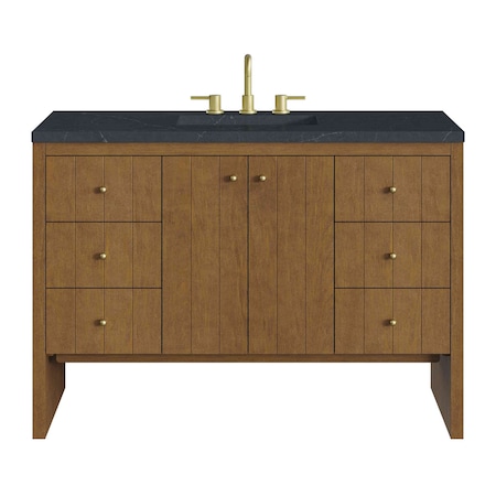 James Martin Vanities Hudson 48" Single Vanity, Honey Oak w/ 3 CM Charcoal Soapstone Silestone Top 435-V48-HNO-3CSP