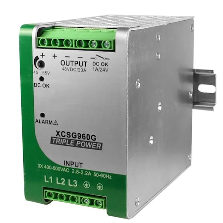 Automation Systems Interconnect Power Supply, 340 to 550V AC, 72V DC, 960W, 13.3A, DIN Rail XCSG960G