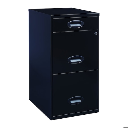 Space Solutions 14.25 in W 3 Drawer Vertical File Cabinet W/ Pencil Drawer, Black 21617