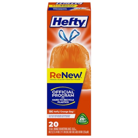 Hefty Hefty ReNew 13 gal No Scent Scent Recycling Bags Drawstring 20 pk 1.01 mil E88602