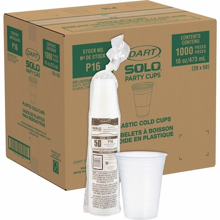 Dart Conex Translucent Plastic Cold Cups, 16oz, PK1000 P16