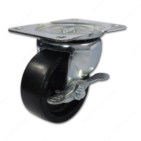 Richelieu Industrial Black General Duty Polypropylene Caster, Swivel with Brake, with Plate, Black F25234