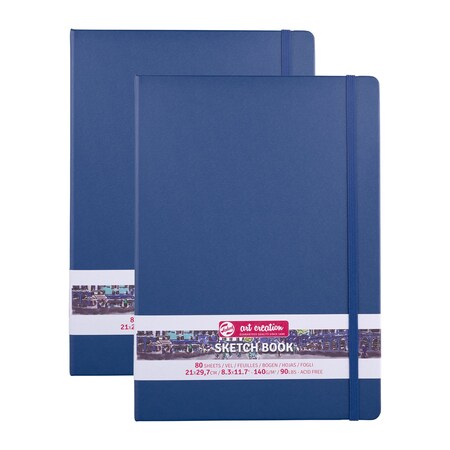 Talens Art Creation Sketchbook, 80 Sheets, 90lbs, Navy Blue Cover, 8.3'' x 11.7'' (A4), 2PK 9314233M