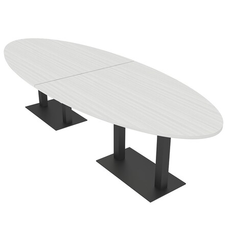 Skutchi Designs Oval Conference Table With Power, 48 in W, 144 in L, White HAR-OVL-48X144-DOU.BK-WA7976-NA