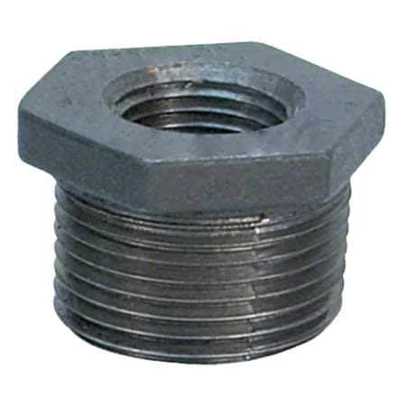 Usa Industrials Pipe Fittings, Black-Coated Malleable Iron, Class 150, Hex Bushing, 1-1/2in NPT Male x 3/4in NPT ZUSA-PF-19998