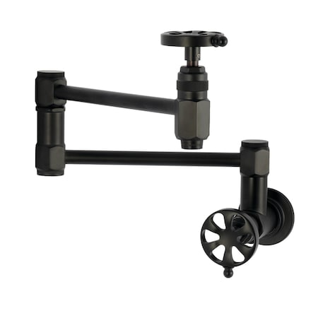 Kingston Brass Wall Mount Pot Filler Faucet, Matte Black KS5100RX
