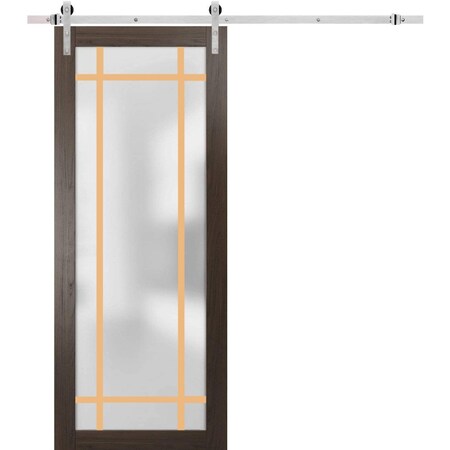Sartodoors Sturdy Barn Door Frosted Tempered Glass Planum 2113 30x96 Solid Core Modern Interior PLANUM2113BD-S-CA-30 x 96