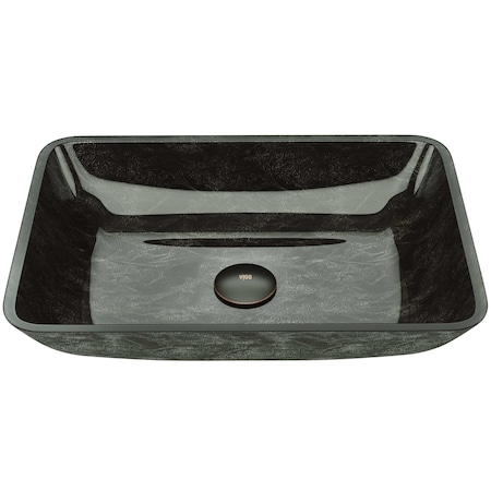 Vigo Donatello Artistic Onyx Gray Glass 18 in. L x 13 in. W x 4 in. H Rectangular Vessel Bathroom Sink VG07084
