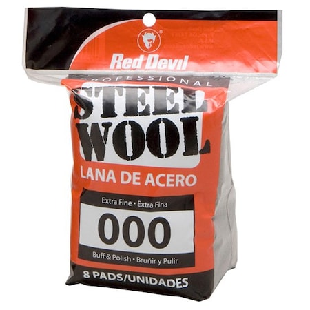 Red Devil #000 Red Devil 321 Steel Wool Pro Steel Wool Pad Extra Fine, 8-Pack 320