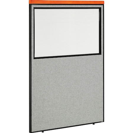 Global Industrial Interion Deluxe Office Partition Panel with Partial Window, 48-1/4"W x 97-1/2"H, Gray 695789DWGY