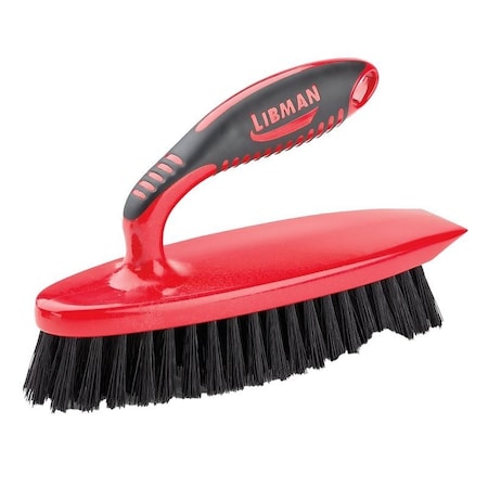 Libman Scrub Brush, 1 in L Trim, PET, 7-1/2 in W Brush, 8 in OAL, Red 525
