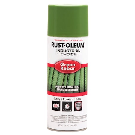 Rust-Oleum Rebar Epoxy Spray, RB1600, Green, Flat, 12oz 261937