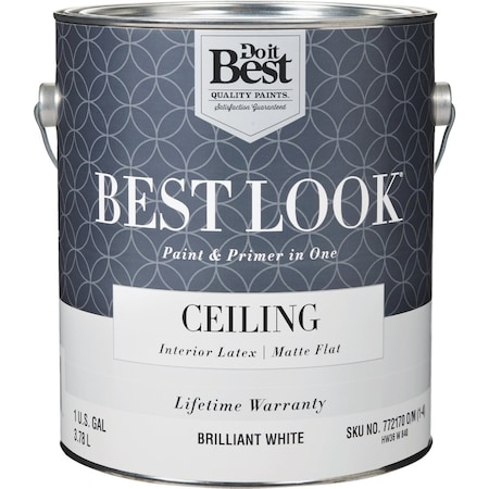 Do It Best Best Look Latex Paint & Primer In One Matte Flat Ceiling Paint Brilliant Wht 1 Gal. HW36W0840-16