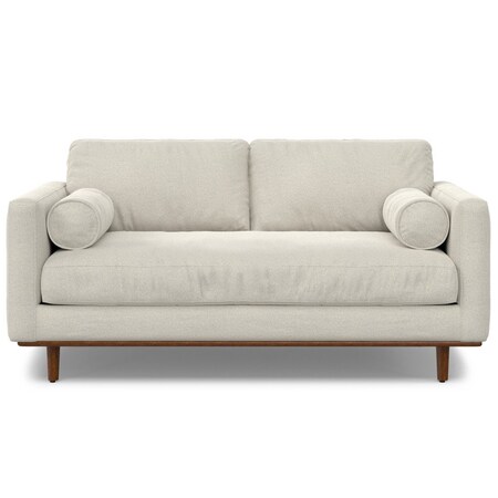 Homeroots 72" Cream Fabric Sofa With Brown Legs 640996