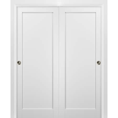 Sartodoors Closet Bypass Interior Door, 84" x 80", White QUADRO4111DBD-WS-84