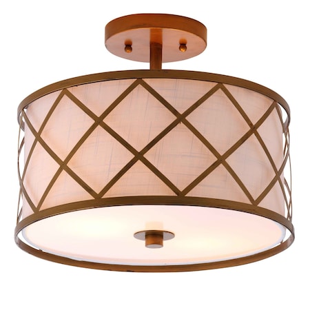 Jonathan Y Elizabeth 13.25" Metal LED Flush Mount, Gold/White JYL3505A
