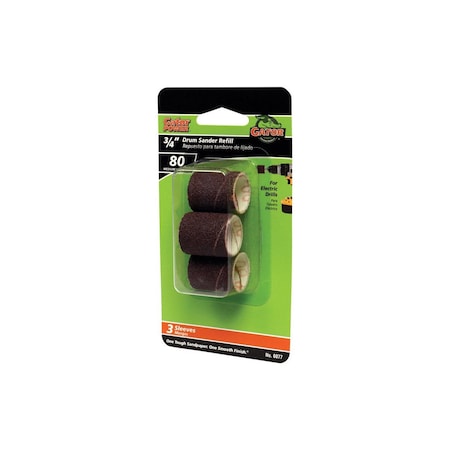 Ali Industries Abrasive Sleeve Refill 0.5in D X 3/4in L Aluminum Oxide 80 Grit Medium, 3PK 6077