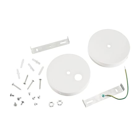 Keystone Canopy Kit with Strain Relief.  Pair of 5" circular canopy covers for Linear Arch Fixtures, White KT-LALED-CANOPY-1-KIT