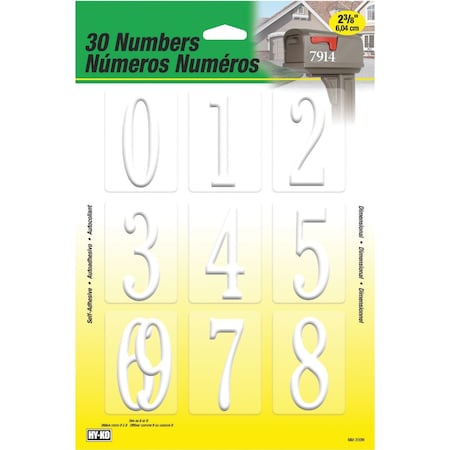 Hy-Ko 2.375'' Wht Adhesive Number Set MM-200W