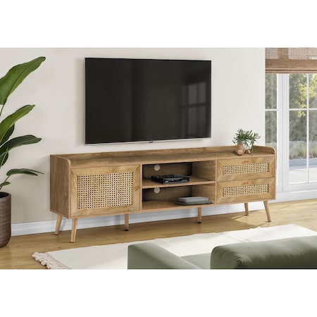 Monarch Specialties Tv Stand, 72 Inch, Console, Storage Cabinet, Living Room, Bedroom, Walnut Laminate I 2723